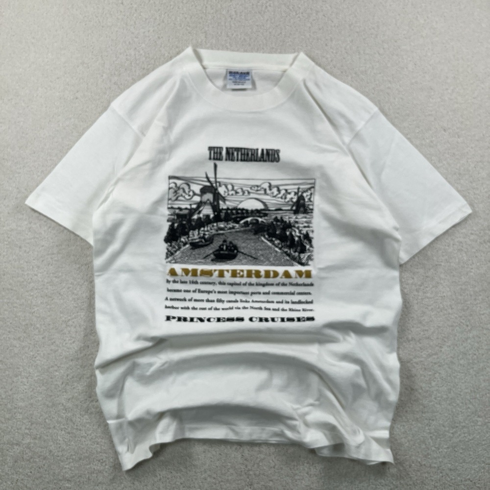 Vtg Amsterdam Princess Cruises T-shirt Med Single Stitch Puff Print Souvenir Tee